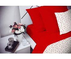Elegant Cl El Rosso 2Pst Juego de Ropa de Cama (Hoja Plana 250x300, Plancha instalada 170x200cm+2 Fundas 52x82cm), Rojo, Microfibra, Doble