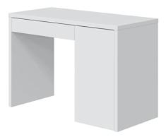 Habitdesign Mesa de Estudio Reversible con 1 Cajon y 1 Puerta, Escritorio, Modelo Gala, Acabado en Blanco Artik, Medidas: 108 cm (Largo) x 75 cm (Alto) x 50 cm (Fondo)