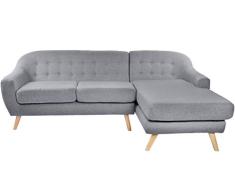 DRW Sofá de 3 Plazas de Poliéster y Madera en Gris 229x144x84cm