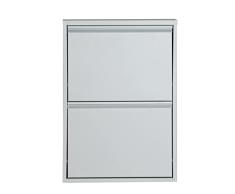 Lastdeco - Zapatero NIJAR | Mueble Zapatero - Zapatero Metalico de Acero 2 Cajones - Color Gris - 50 x 15 x 71 cm