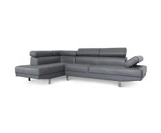 Menzzo Alfa 3327480020371 - Sofá esquinero con reposacabezas elevables (Poliuretano, 163 x 260 x 72 cm), Color Gris