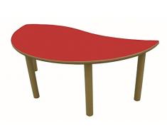 Mobeduc Mesa Infantil semirredonda Onda, Rojo Cereza, 120 x 60 cm, Talla 1