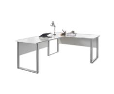 Stella Trading Office Lux Escritorio esquinero, Gris-Mesa Ordenador Espacio de Almacenamiento-Juego Completo de Muebles de Oficina Modernos, Engineered Wood, 223/170 x 77 x 73 cm, 4 Unidades