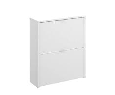 DEKIT GRUPO RIMOBEL Zapatero 2 Puertas 12 Pares, Melamina Blanco Brillo, 76x61x25cm