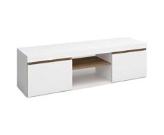 Fabrikit Mesa de TV, Blanco Mate y Naturale, Mediano