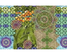Vilber Bohemian Mandala Alfombra, Vinilo, Multicolor, 100x153x0.2cm