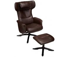 AmazonBasics - Juego de sillón reclinable clásico y otomana de piel sintética, color marrón