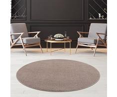 Fashion4Home Alfombra de Pelo Corto Liso para salón, habitación de los niños, Dormitorio, Estudio, Oficina, Pasillo y Cocina, Color Beige, tamaño: 80 cm, Redonda