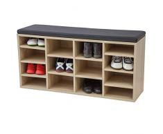 Albatros Vincent (L) - Núcleo de Roble con 14 Compartimentos y Clic 104 x 48 x 30 cm (BxHxT) Banco con Zapatero y cojín, MDF, (Ancho: 104 cm)