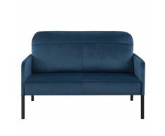BAÏTA Liam Sofá Recto Fijo de 2 plazas, Terciopelo, Azul, 122 x 81 x 82 cm