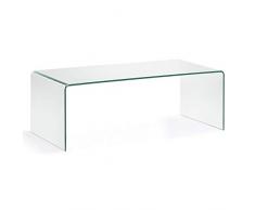 HOGAR24 ES- Mesa de Centro Cristal Curvado de una Pieza, Medidas 110 x 55 x 35 cm