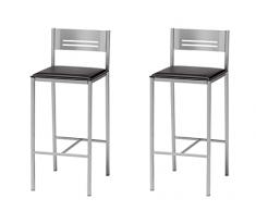 ASTIMESA Dos Taburetes Alto de Cocina 60 cms Polipiel Negro, TAB60NE