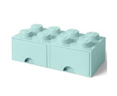 Room Copenhagen 40061742 Caja de Almacenaje Apilable, Ladrillo 8 pomos, 2 Cajones, 9.4 l, Turquesa (Aqua Light Blue), 50 x 25 x 18 cm