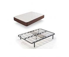 HOGAR24 ES XP25- Colchón viscoelástico + Somier Multiláminas con Patas, Medida 120x190 cm, Máxima Calidad En Descanso, Confort Y Firmeza Alta, Grosor 30 cm.