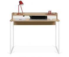 Symbiosis Rise Schreibtisch Escritorio, Eichefurnier Hell, Weisse Schubladen und Gestell, L100xB55xH85 cm