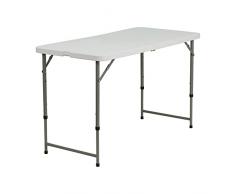 Flash Muebles 24 W x 48 L Altura Ajustable Mesa Plegable de plástico Granito Blanco