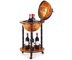 COSTWAY Globusbar Globus Bar - Globus Bar con Ruedas, Carrito de Barras, Carrito de Madera, Soporte para Vino, 2 Niveles de Vino, para Bebidas espirituosas, Bebidas
