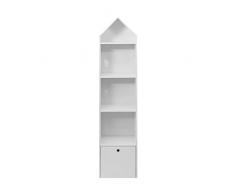 Rebecca Mobili Librería Infantil, estantería para Juguetes, Madera Blanca MDF, 1 cajón 4 estantes para organizar Juegos, Libros y Libros Infantiles - Dimensiones AxANxFON: 154x35x30 cm - Art. RE6731