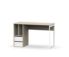 MUEBLES PITARCH Nolita Mesa para Estudiar-Despacho, Aglomerado de partículas y melamina de Alta Densidad, Roble Aurora/Blanco/Pata Blanca, 74 x 120 x 55 cm