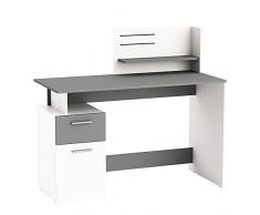 Demeyere Platón Escritorio Multimedia, Madera, Blanco/Gris Oscuro, 121,5 cm x 55,1 cm x 109,7 cm