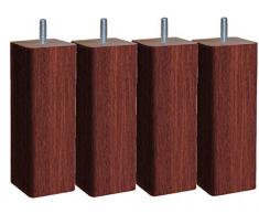 Margot – Douceur escandinava Cuadrado – Juego de 4 Patas de somier Madera 7 x 7 x 23 cm, Madera, Caoba, 7 x 7 x 23 cm