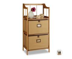 Relaxdays Armario de baño, Cesta Plegable, Mueble de almacenaje, Cómoda, Madera, Marrón, 40,5 x 30 cm, Tres estantes Estantería, Bambú, Naturaleza, estándar