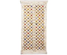 DRW Armario con 2 Puertas de Madera con Cuadrados en Crema decape y múltiples Colores 100x45x195cm