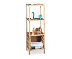Relaxdays Estantería baño de Madera, 4 estantes, 1 una Puerta, Nogal, Armario de pie, Alta, Estrecha, Natural