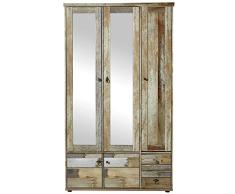 Stella Trading Bonanza - Armario Vintage con Dos Puertas con Espejo, 108 x 188 x 40 cm (Ancho x Alto x Profundidad)