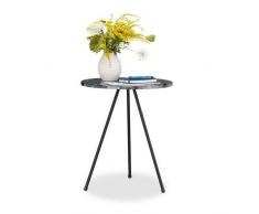 Relaxdays Mesa Auxiliar Redonda, Acero, Gris, 47 X 40 X 40 cm