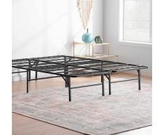 Linenspa Estructura Metal – Cama Plegable – Espacio Inferior de 33cm para Almacenamiento – Se Monta en 5 Minutos – Somier 90x190 cm 14 Inch Folding Platform Bed Frame, Negro, 90 x 190 cm