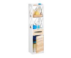Relaxdays Armario Estantería con 6 Estantes, Madera, Blanco, 126x30x9 cm