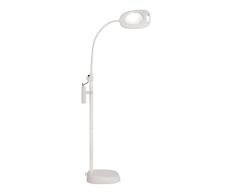 Purelite Lámpara LED de pie con lupa, lámpara de mesa ajustable, alimentación de red o batería, blanca