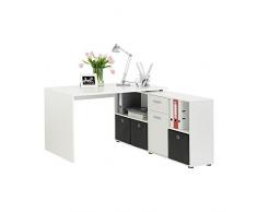 FMD Möbel Escritorio Combinado, Modelo Lex en Esquina, Madera, Blanco, 1.36m l x 0.75m w x 0.68m h