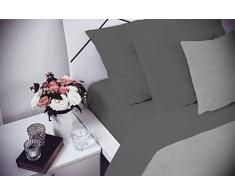 Elegant Cl El Grigio Scuro 2Pst Juego de Ropa de Cama (Hoja Plana 250x300, Plancha instalada 170x200cm+2 Fundas 52x82cm), Microfibra, Gris Oscuro, Doble