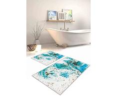 Questo Casa, Base Decorativa, Antideslizante, Juego de tapete de baño Delgado Moderno Lavable de 2 Piezas, Rectangular, Alfombra de baño, Alfombra de baño, 0.9Mc, Pila:4mm, 60x100 Cm, 50x60 Cm