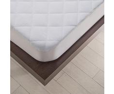 Sancarlos- Protector de colchón reversible, Acolchado, Algodón rizo, Color Blanco, Cama de 135 cm