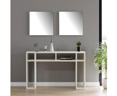 Homemania Mesa Consola Hello, Aglomerado de Melamina, Espejo, Blanco, 120 x 30 x 75 cm