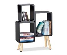 Relaxdays Estantería Cubos 3 Estante, Madera, Negro, 31.5x34x24 cm