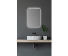 Talos Armario con Espejo Ovalado con iluminación baño, Aluminio Vidrio, Negro, 40 x 60 cm