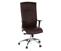 hjh OFFICE 600040 Silla ejecutiva Murano 20 Cuero marrón Oscuro Silla ergonomica Respaldo Alto inclinable con Brazos