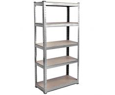 Home Discount Casa de Descuento 5 Niveles Capa Estante de Almacenamiento estantería Accesorio de Cocina Resistente Garaje estantería, 875 kg Capacidad, galvanizado, tamaño Grande