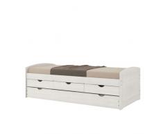 Inter Link Cama Infantil Madera Maciza Orgánica Pintada Natural, Weiß, 105 x 190 cm, Blanco