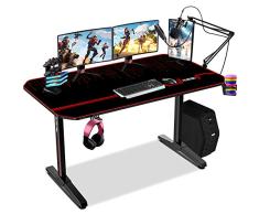 140 cm Mesa Gaming Desk, Mesa de Juegos electrónicos, Ergonómica Grande PC Gaming Escritorios, T Forma estación de Trabajo para PC, Escritorio para Juegos en casa, Oficina para Juegos, 140x60x75 cm