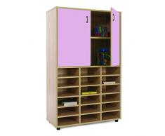 Mobeduc Armario y estantería de Almacenamiento con 18 Compartimentos, Madera, Rosa, 90 x 147 x 40 cm
