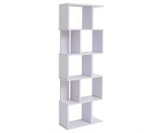 Rebecca Mobili Estantes para Sala De Estar, Librería Blanca para Dormitorio, 10 Estantes De Madera, MDF, Moderno - Medidas: 169 x 60 x 24 cm (AxANxFON) - Art. RE4585