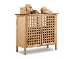 Relaxdays, Mueble para Debajo del Lavabo, Armario para el baño, de Madera de Nogal Resistente, Aproximadamente 61 x 66 x 29 cm (Alto x Largo x Ancho) Marrón Claro