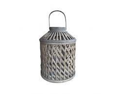 Rebecca Mobili Portavela Farol para Suelo Madera Bamboo Vidrio Marrón Decoracíon Hogar Balcón (Cod. RE6233)
