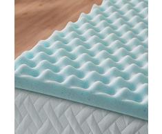 LUCID Sobrecolchón viscoelástico de 5 cm con partículas de gel; cubrecolchón ondulado, Topper 160x190 cm