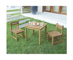 Générique Conjunto de Comedor de jardín para niños – Mesa Cuadrada de 65 x 65 cm y 2 sillas – de Madera – para niños